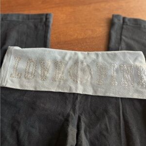 PINK Victoria's Secret Black Leggings with Gray Waistband